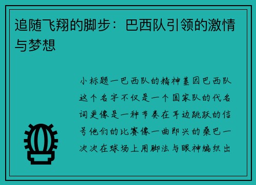 追随飞翔的脚步：巴西队引领的激情与梦想